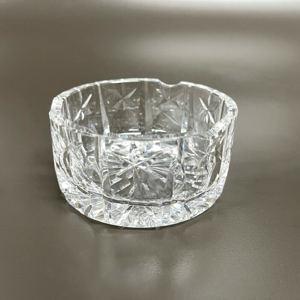 Crystal Glass Bowl Candle‎ Holder Dish Trinket Ashtray 3 1/2" x 1 3/4" High